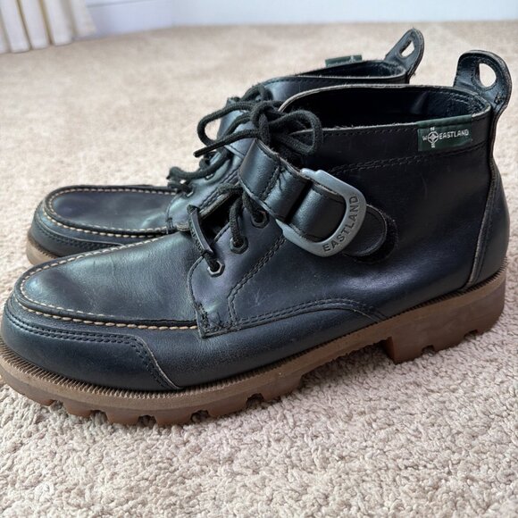 Eastland Buckle Strap Chukka Boots Men 13 Black Leather Engineer Lug Sole Vibram main image 4